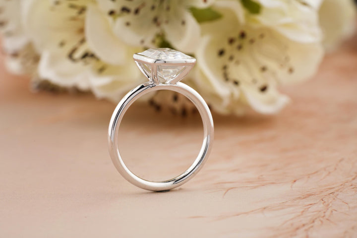 3.50CT Emerald Lab Grown Diamond Bezel Engagement Ring For Women