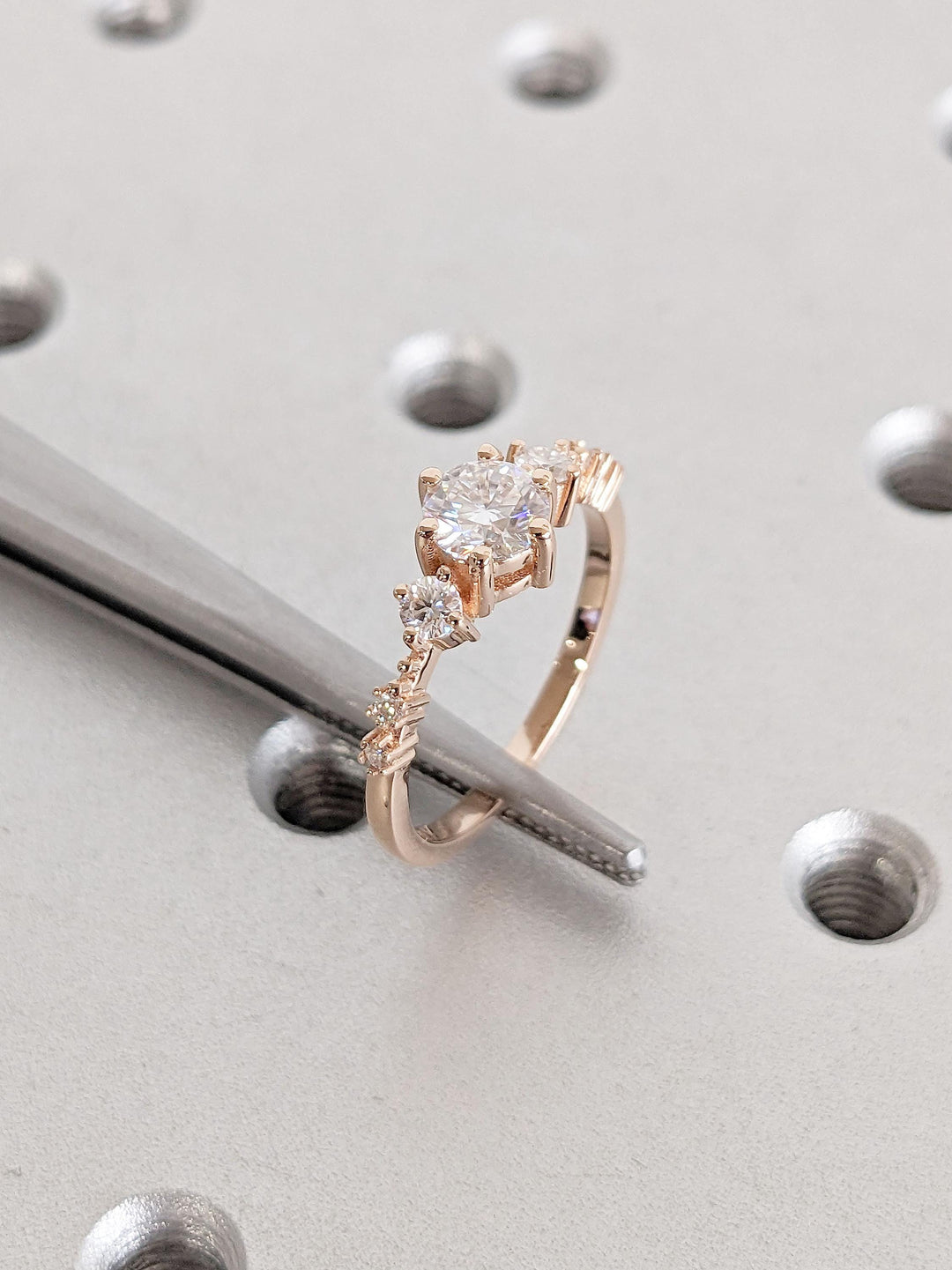 0.50CT Round Cut Cluster Lab Grown Diamond Engagement Ring For Women