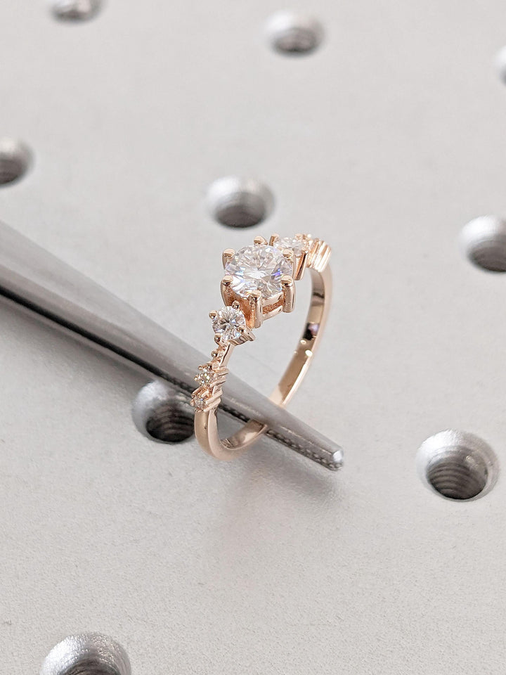 0.50CT Round Cut Cluster Lab Grown Diamond Engagement Ring For Women