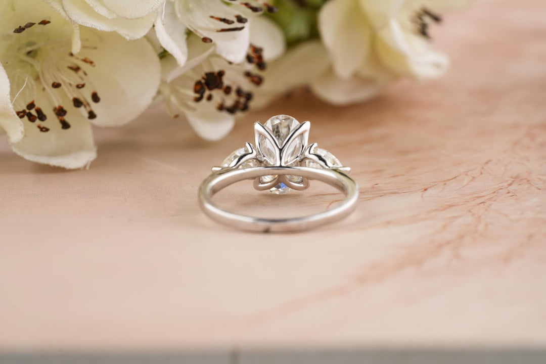 3.50CT Oval Lab Grown Diamond 3 Stone Engagement Ring For Women