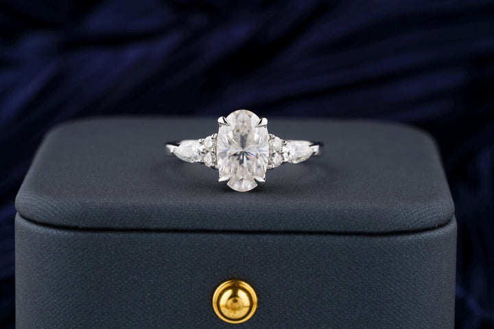 3.0CT Oval Cut Cluster Lab Grown Diamond Engagement Ring For Women