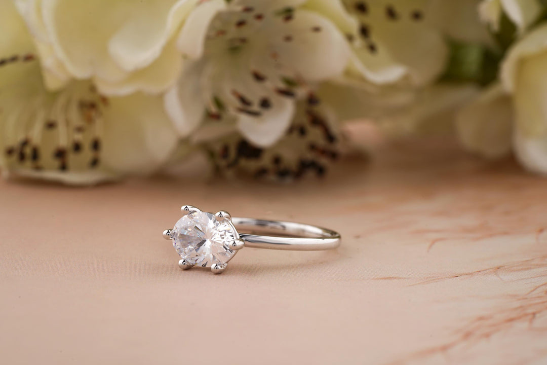 1.50CT East West Oval Lab Grown Solitaire  Diamond Engagement Ring For Women