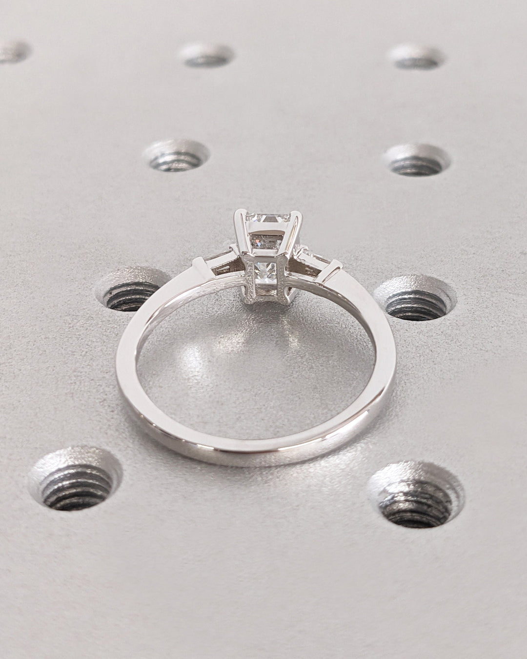 1.50CT Emerald Cut Three Stone Lab Grown Diamond Engagement Ring Minimalist Ring