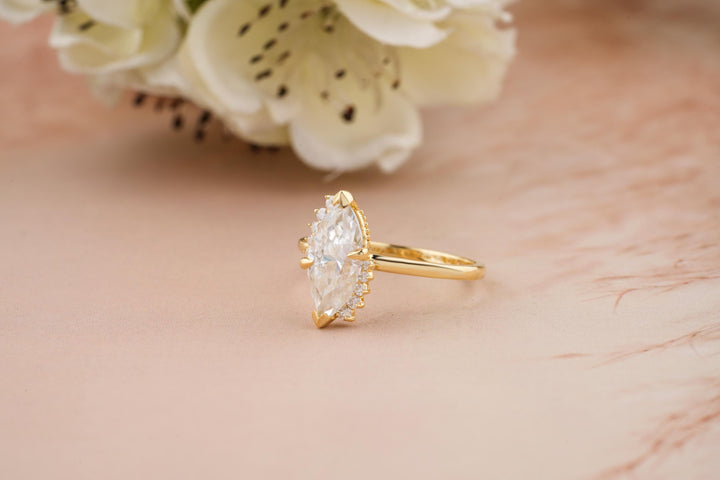 1.50CT Marquise Lab Grown Cluster Diamond Engagement Ring For Women