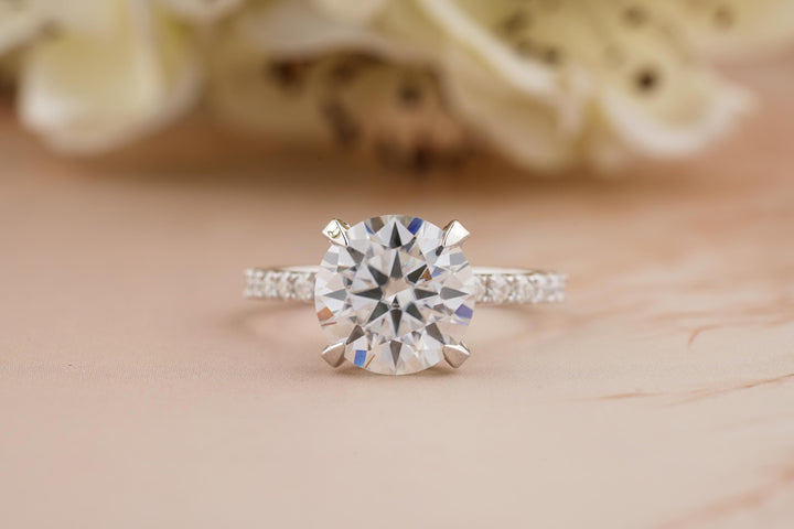 3.0CT Round Cut Pave Lab Grown Diamond Hidden Halo Engagement Ring For Women