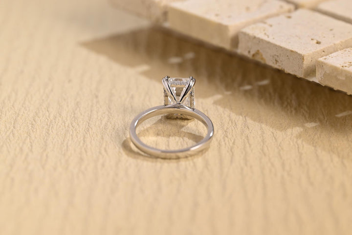 2.0CT Emerald Cut Hidden Halo Lab Grown Diamond Engagement Ring For Women