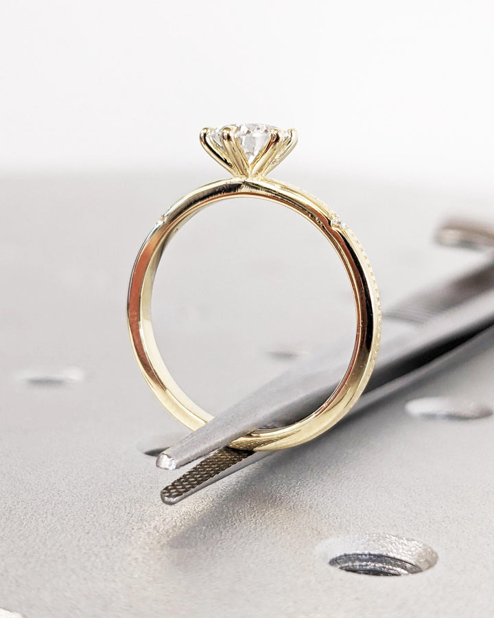 1.0CT Marquise Lab Grown Diamond Engagement Ring Beaded Band Dainty Wedding Ring
