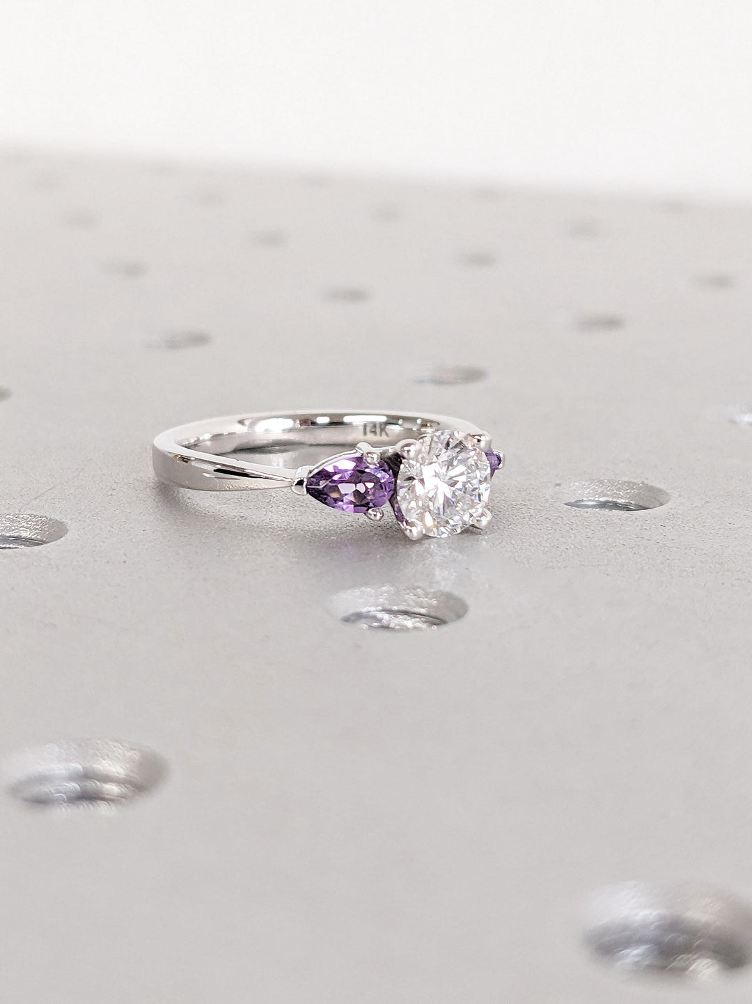 1.0CT Round Cut 3 Stone Lab Grown Diamond Engagement Ring Trilogy Engagement Ring