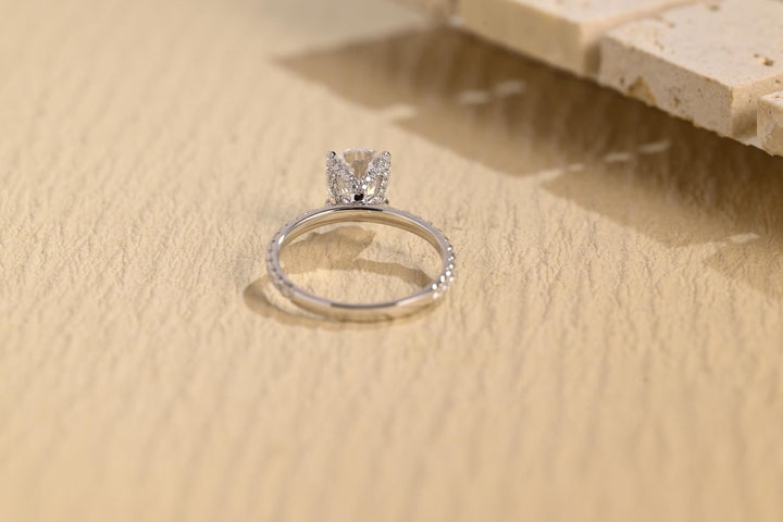 1.0CT Pear Cut Pave Lab Grown Diamond Hidden Halo Engagement Ring, Anniversary Gift