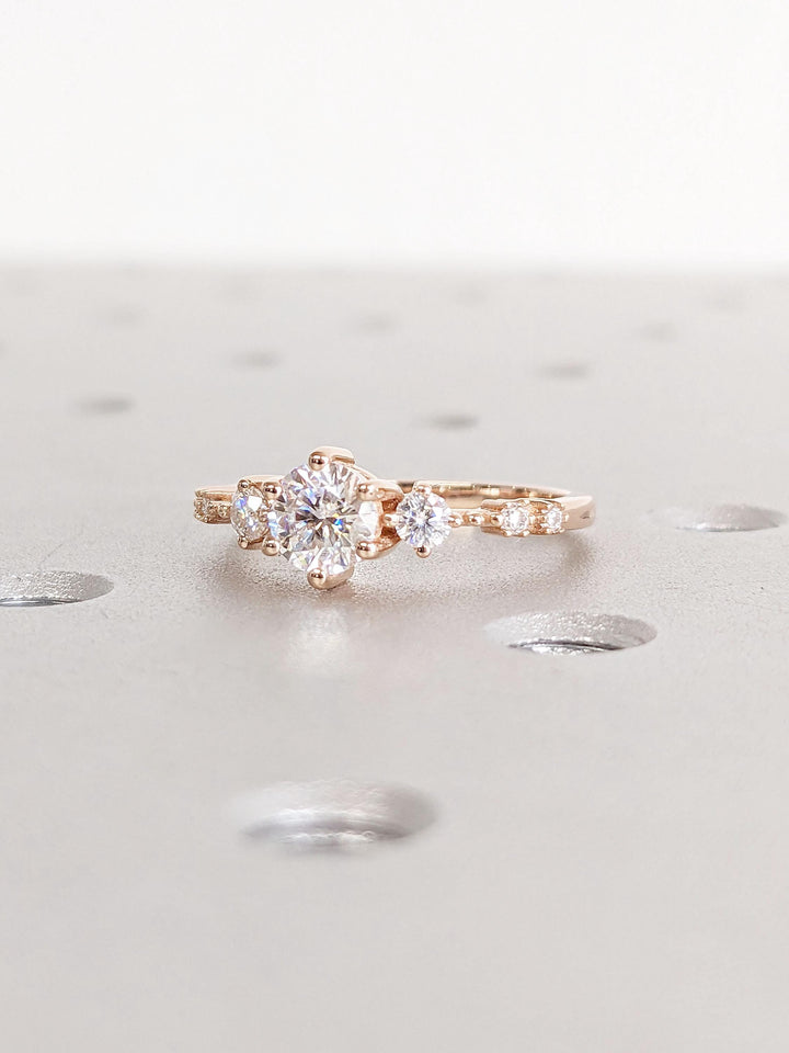 0.50CT Round Cut Cluster Lab Grown Diamond Engagement Ring For Women