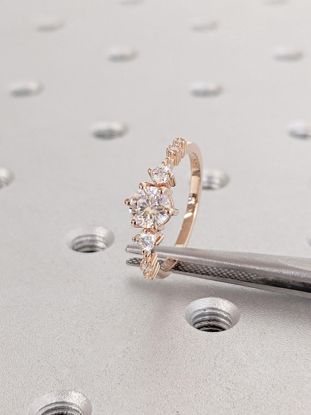 0.50CT Round Cut Cluster Lab Grown Diamond Engagement Ring For Women