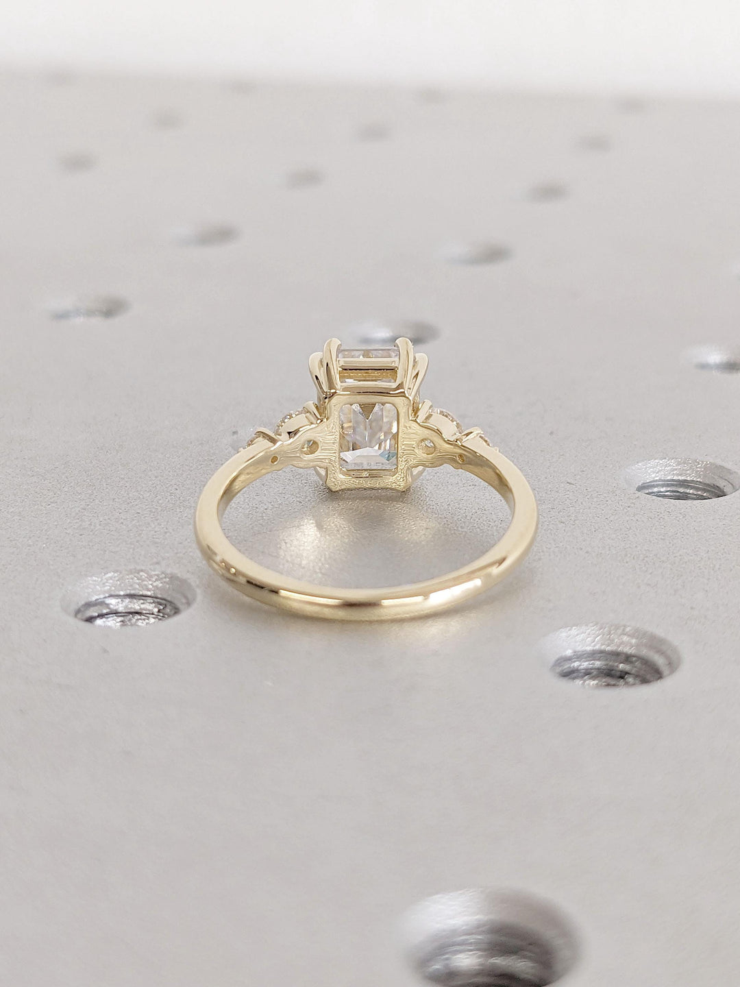 1.50CT Emerald Cut Cluster Lab Grown Diamond Engagement Ring For Her