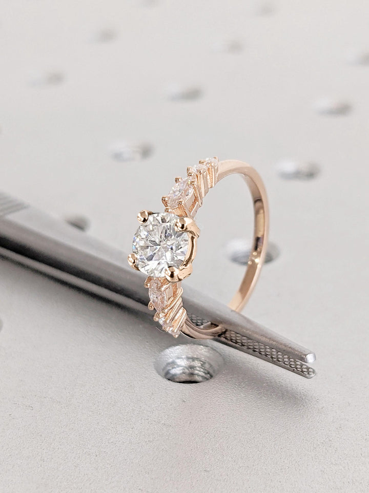 1.0CT Round Cluster Lab Grown Diamond Engagement Ring Proposal Ring For Her