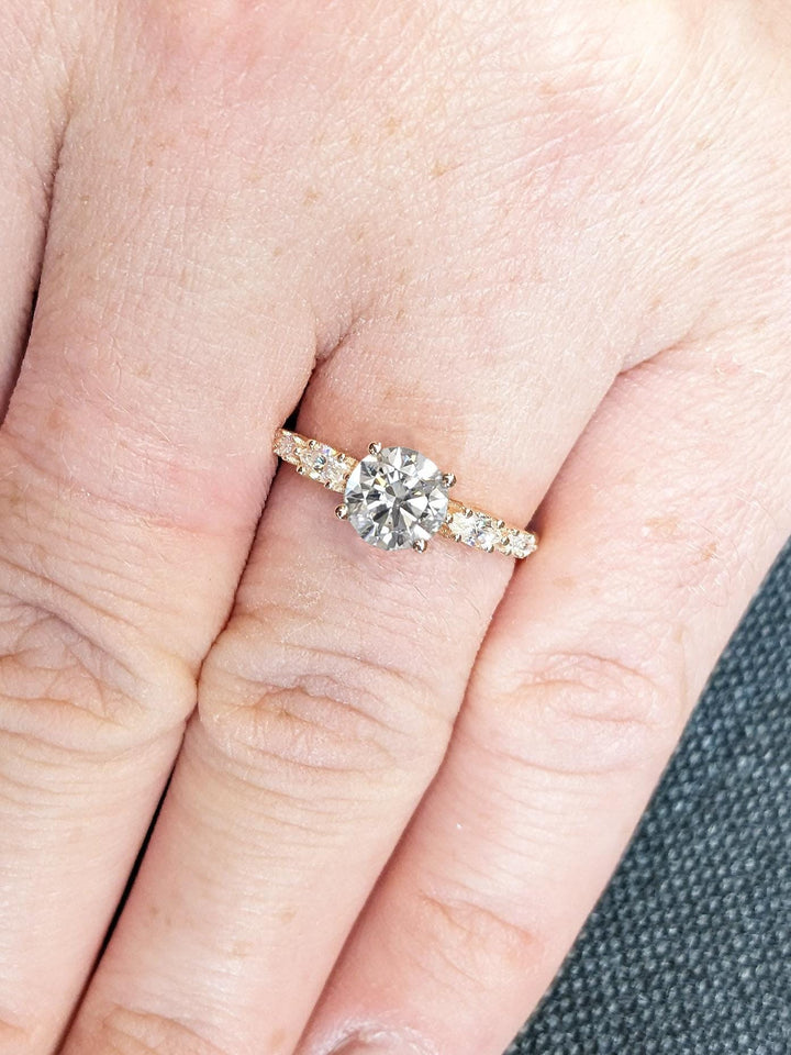 1.0CT Round Cluster Lab Grown Diamond Engagement Ring Proposal Ring For Her