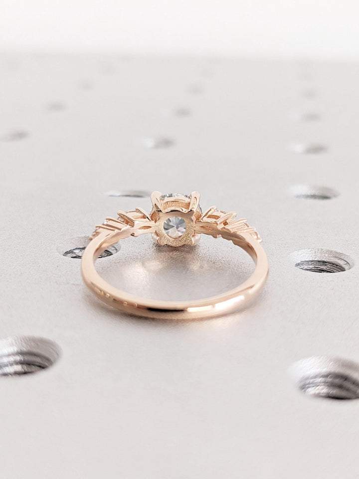 1.0CT Round Cluster Lab Grown Diamond Engagement Ring Proposal Ring For Her