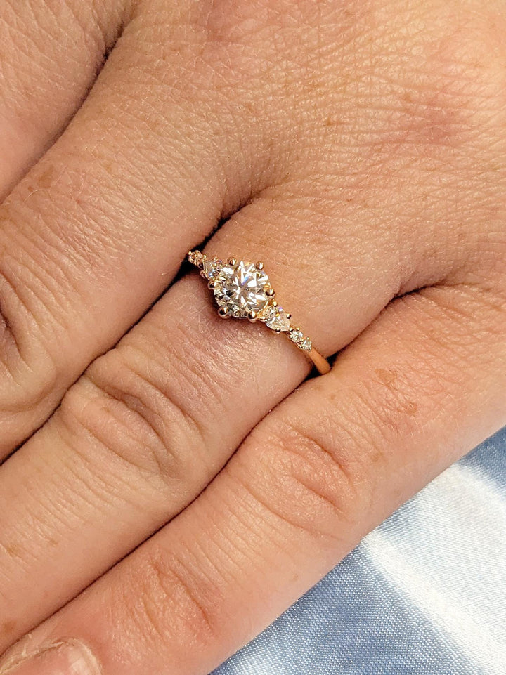 0.50CT Round Cut Cluster Lab Grown Diamond Engagement Ring