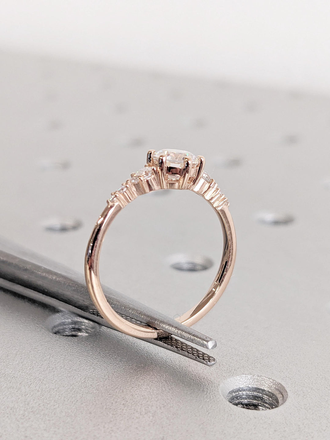 0.50CT Round Cut Cluster Lab Grown Diamond Engagement Ring