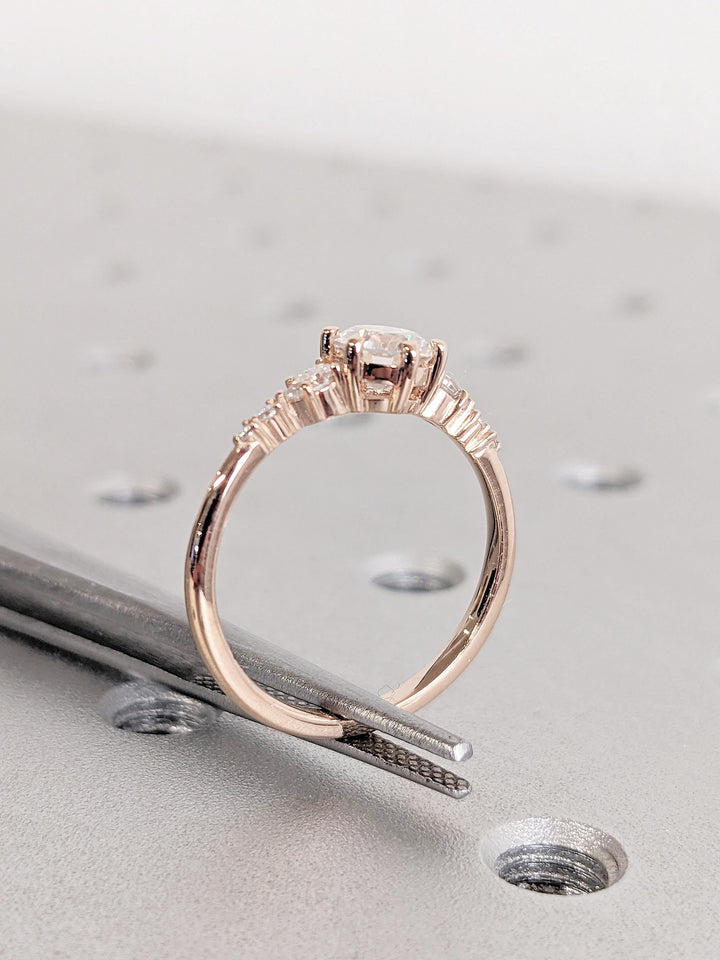 0.50CT Round Cut Cluster Lab Grown Diamond Engagement Ring