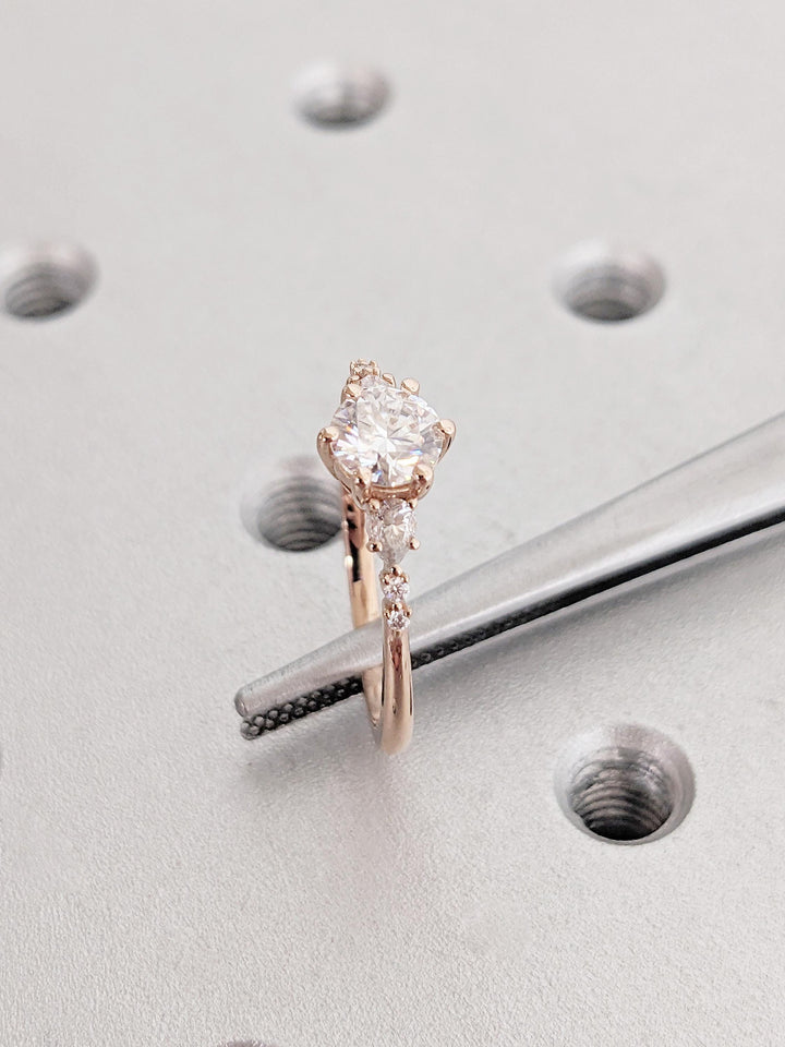 0.50CT Round Cut Cluster Lab Grown Diamond Engagement Ring