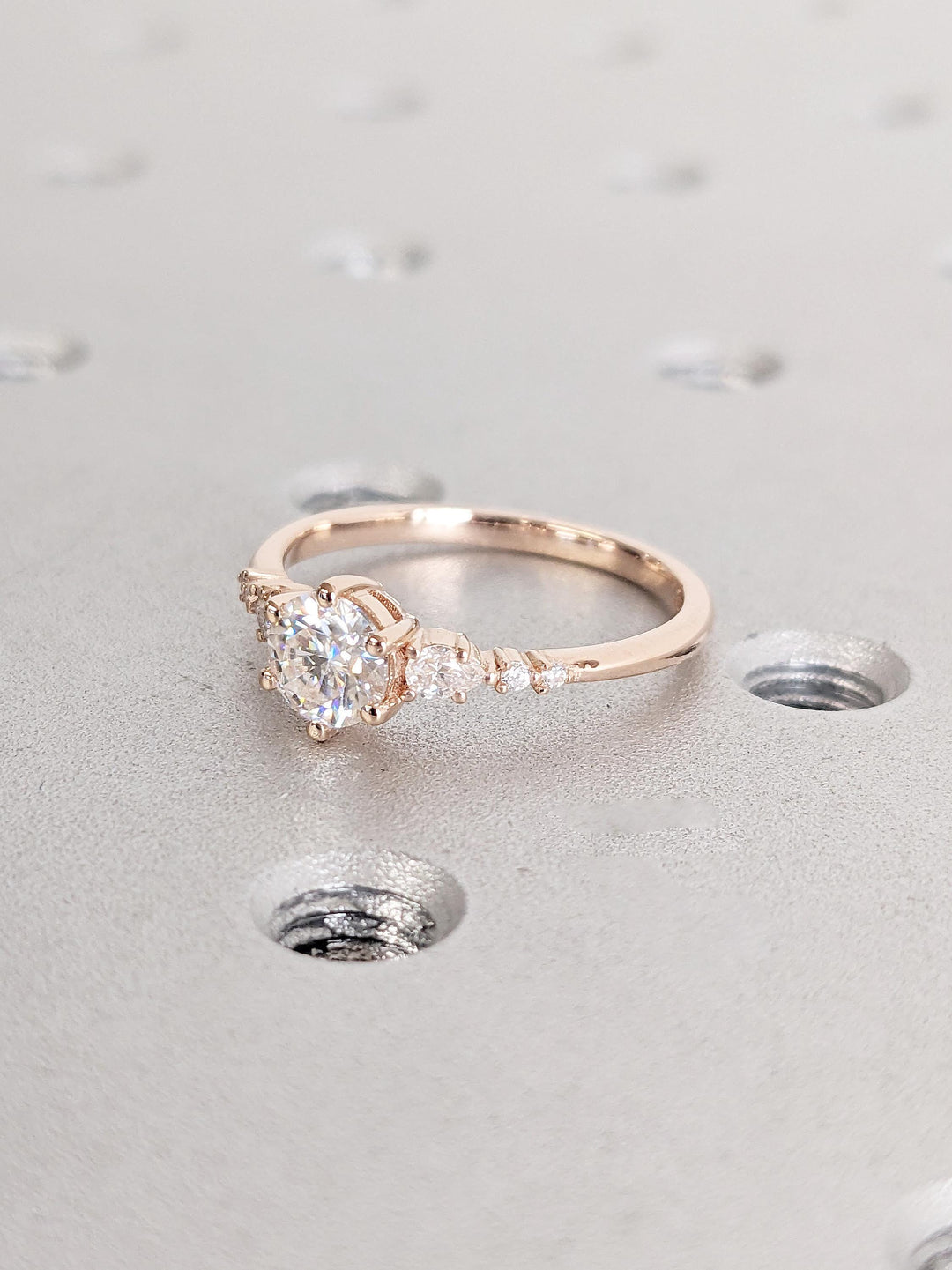 0.50CT Round Cut Cluster Lab Grown Diamond Engagement Ring