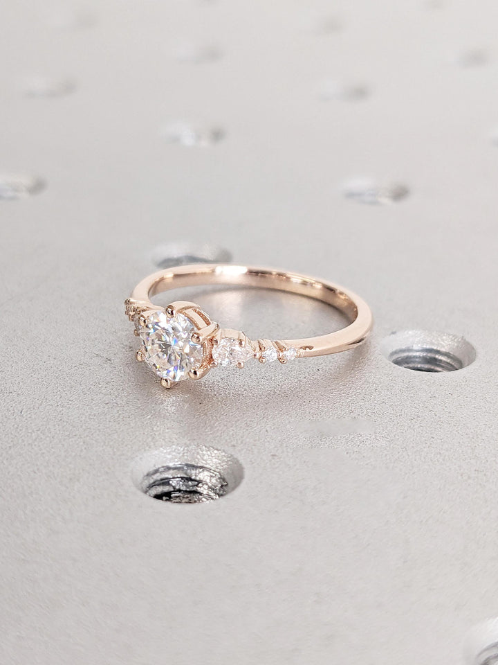 0.50CT Round Cut Cluster Lab Grown Diamond Engagement Ring