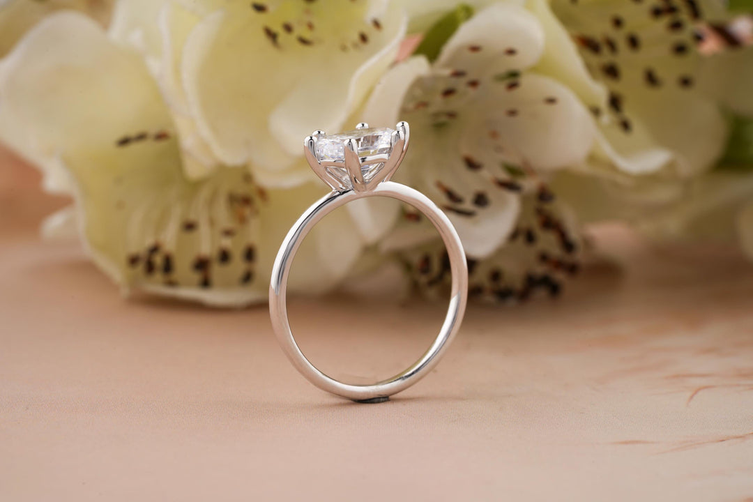 1.50CT East West Oval Lab Grown Solitaire  Diamond Engagement Ring For Women
