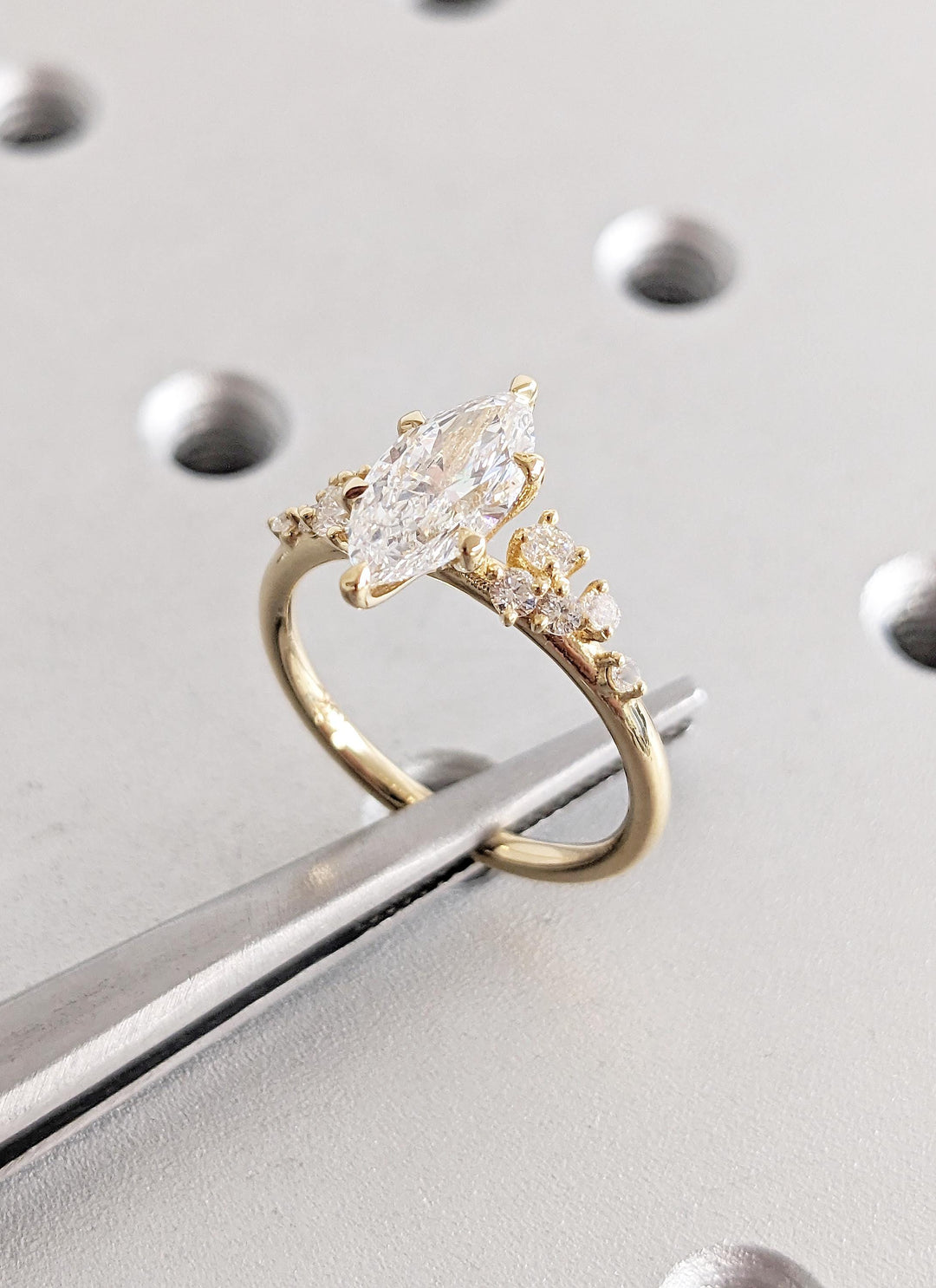 1.0CT Cluster Diamond Marquise Lab Grown Engagement Ring Anniversary Gift