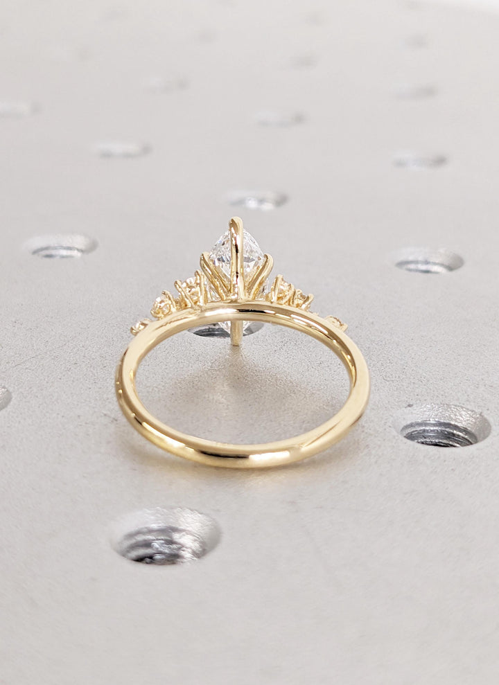 1.0CT Cluster Diamond Marquise Lab Grown Engagement Ring Anniversary Gift