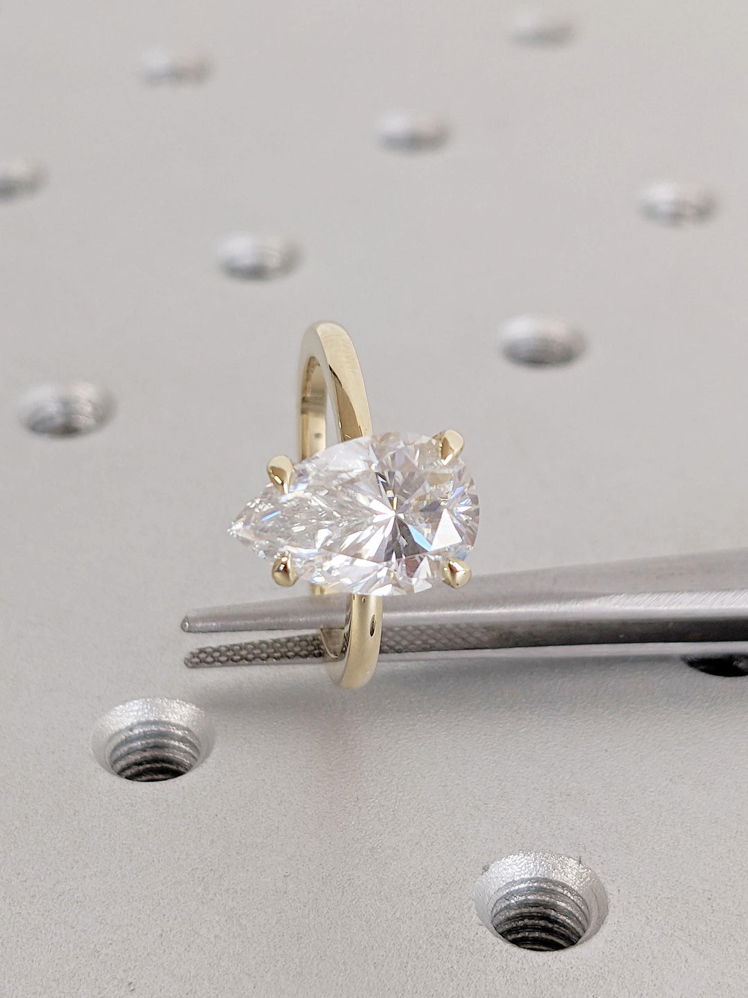 3.0CT Pear Hidden Halo Lab Grown Diamond Engagement Ring Unique Timeless Engagement Rings