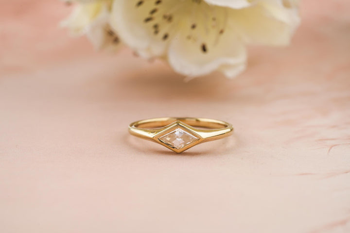 1.0CT East West Kite Lab Grown Bezel Set Diamond Engagement Ring For Women