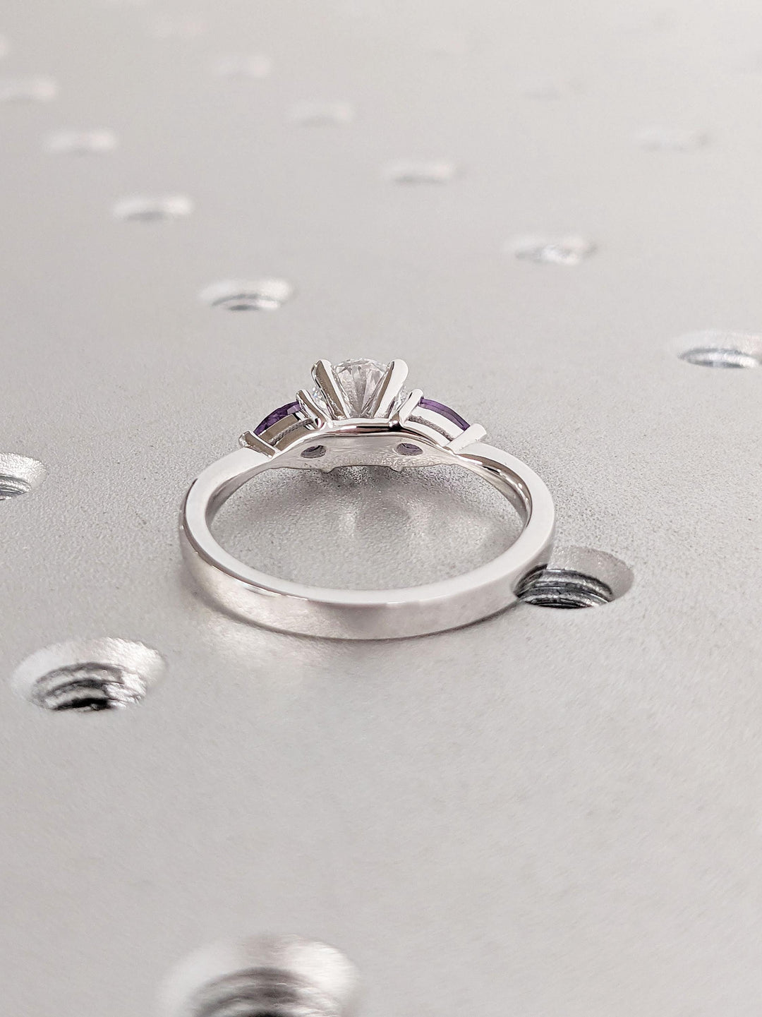 1.0CT Round Cut 3 Stone Lab Grown Diamond Engagement Ring Trilogy Engagement Ring