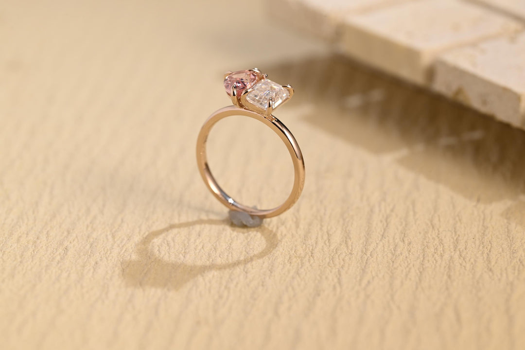 1.50CT Pear Sapphire & Emerald Cut Toi et Moi Lab Grown Diamond Engagement Ring For Women