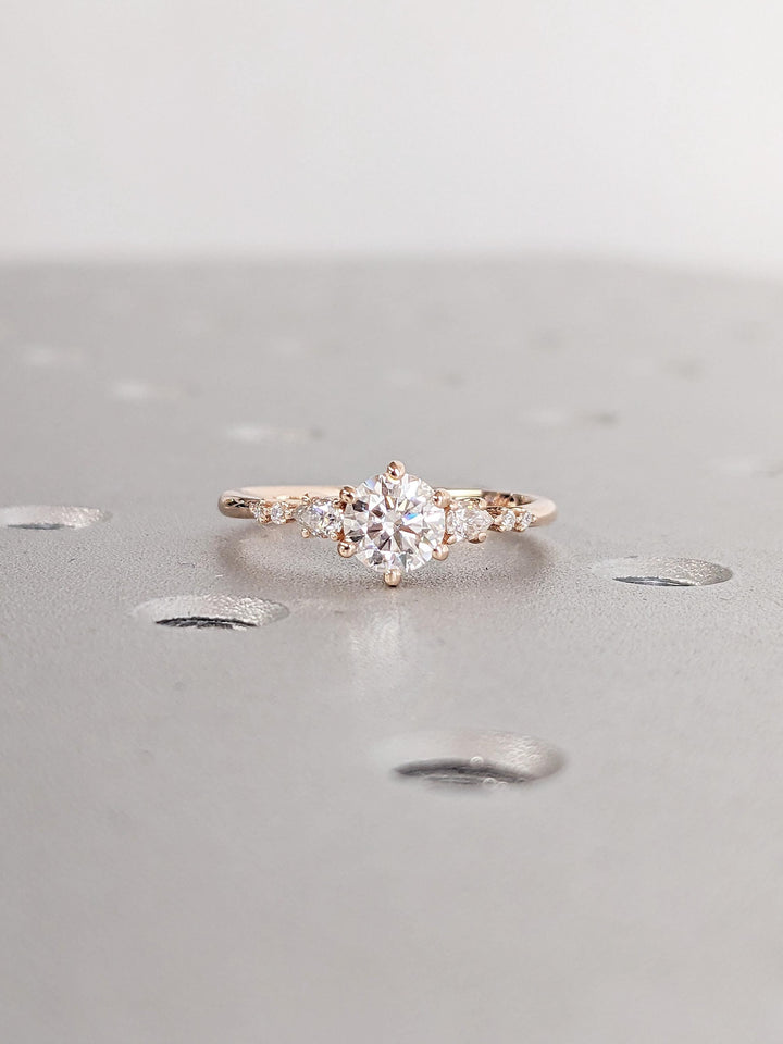 0.50CT Round Cut Cluster Lab Grown Diamond Engagement Ring