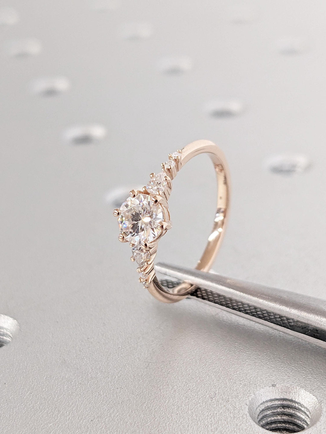 0.50CT Cluster Round Lab Grown Diamond Engagement Ring