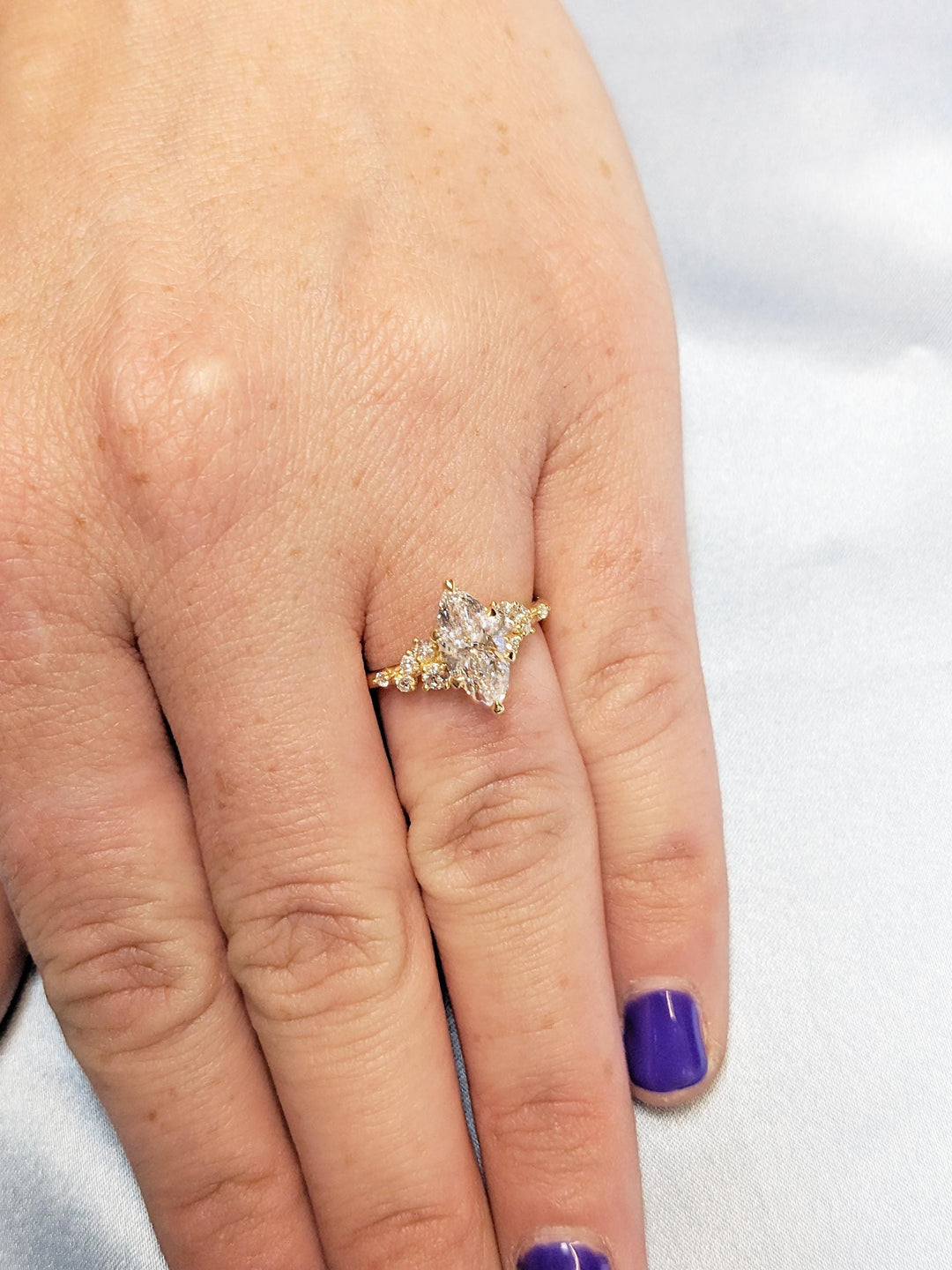 1.0CT Cluster Diamond Marquise Lab Grown Engagement Ring Anniversary Gift
