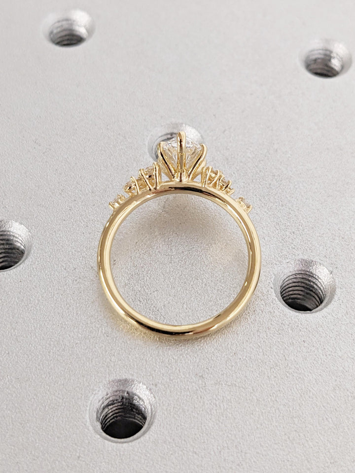 1.0CT Cluster Diamond Marquise Lab Grown Engagement Ring Anniversary Gift
