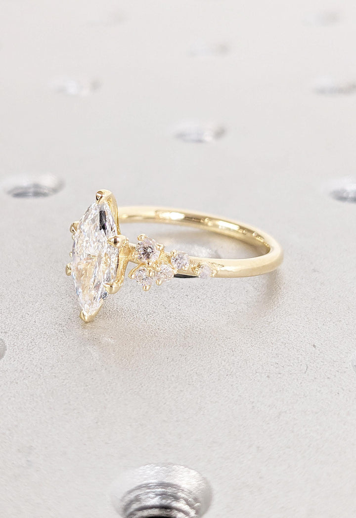 1.0CT Cluster Diamond Marquise Lab Grown Engagement Ring Anniversary Gift
