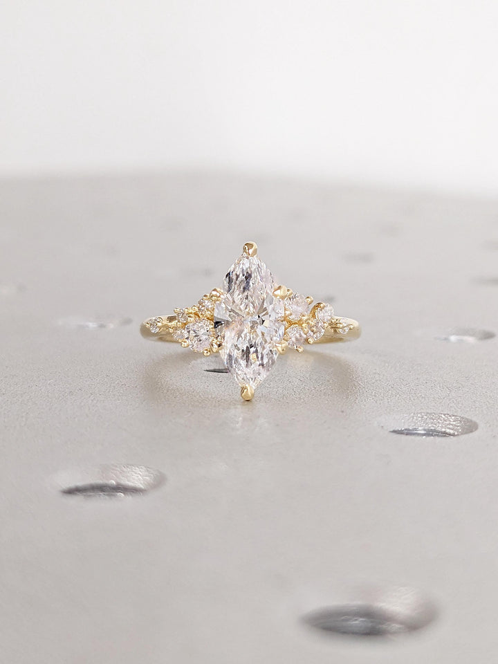 1.0CT Cluster Diamond Marquise Lab Grown Engagement Ring Anniversary Gift