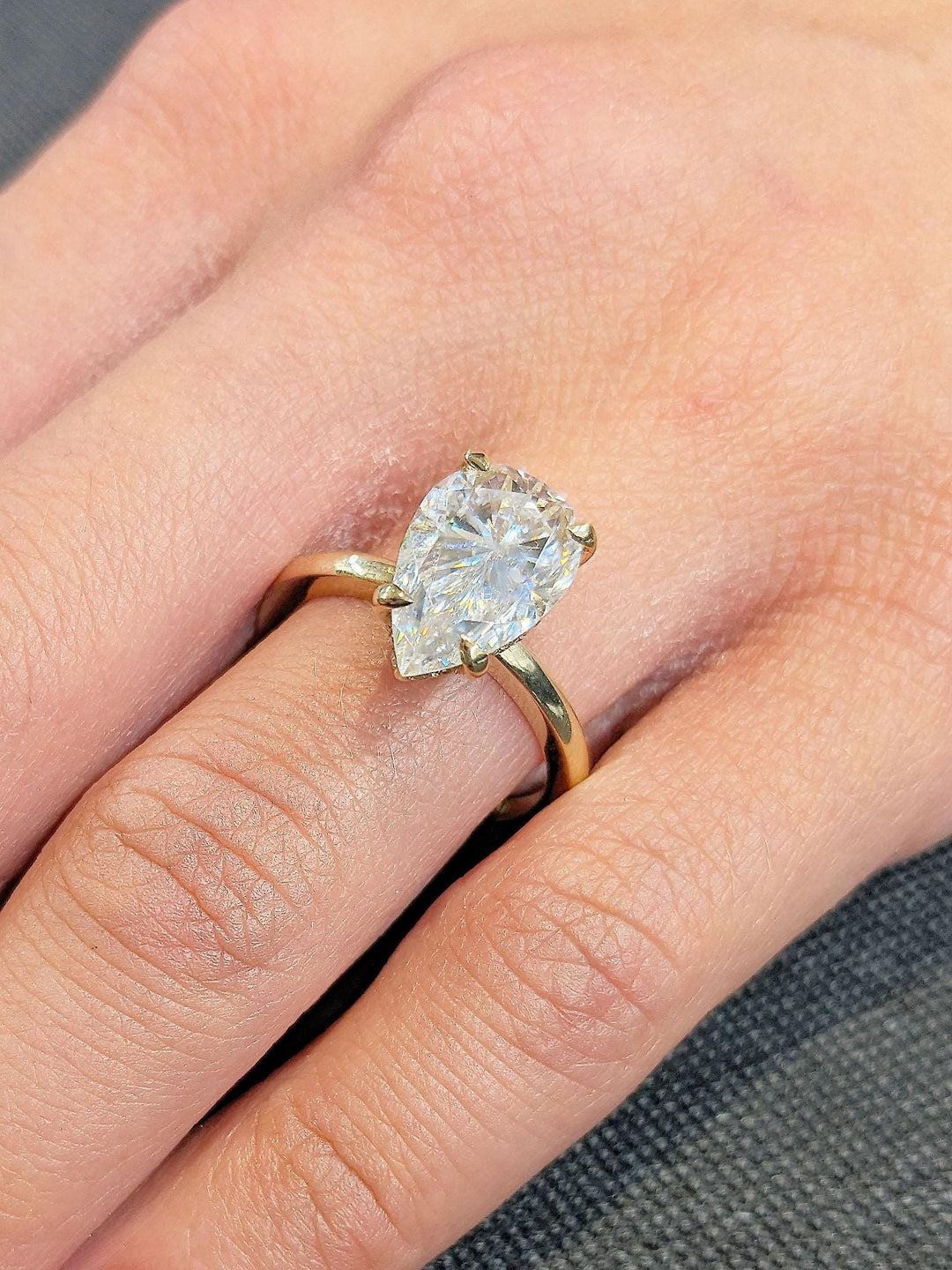 3.0CT Pear Hidden Halo Lab Grown Diamond Engagement Ring Unique Timeless Engagement Rings