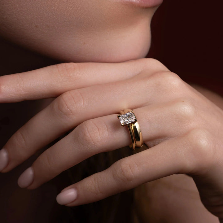 1.0CT Radiant Cut E/VS Lab Grown Diamond Cathedral Engagement Ring