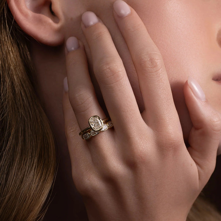 1.50CT Bezel Set Cushion Cut E/VS1 Lab Grown Diamond Solitaire Engagement Ring