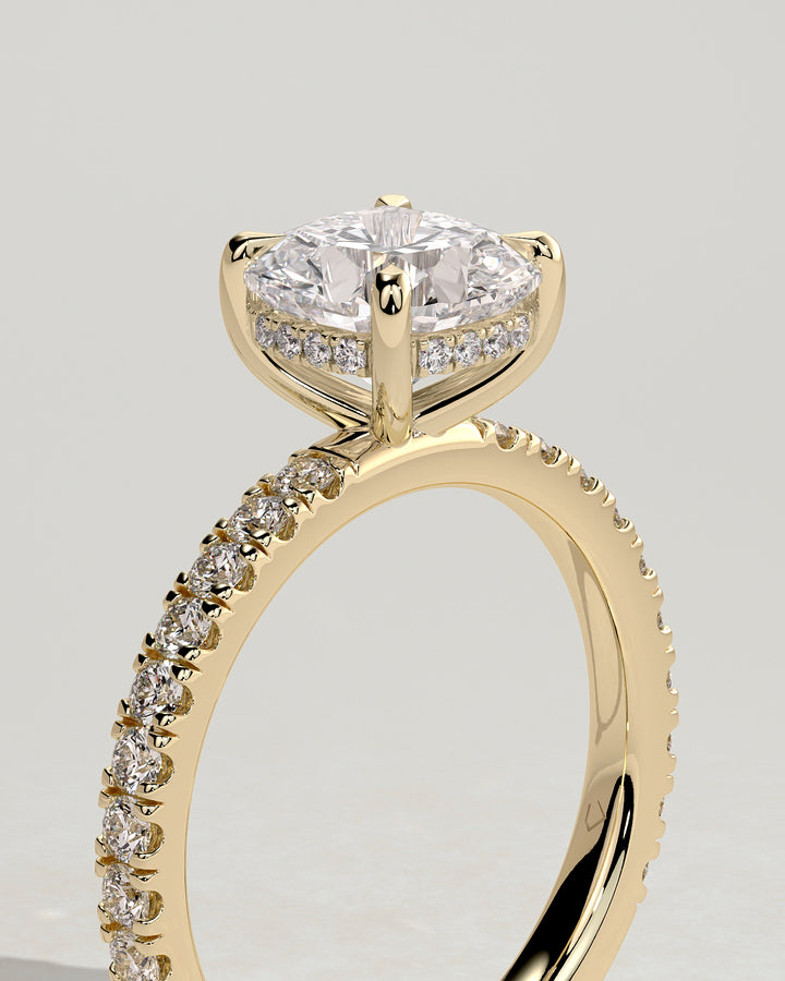 lab grown cushion diamond engagement ring hidden halo pavé USA 2ct