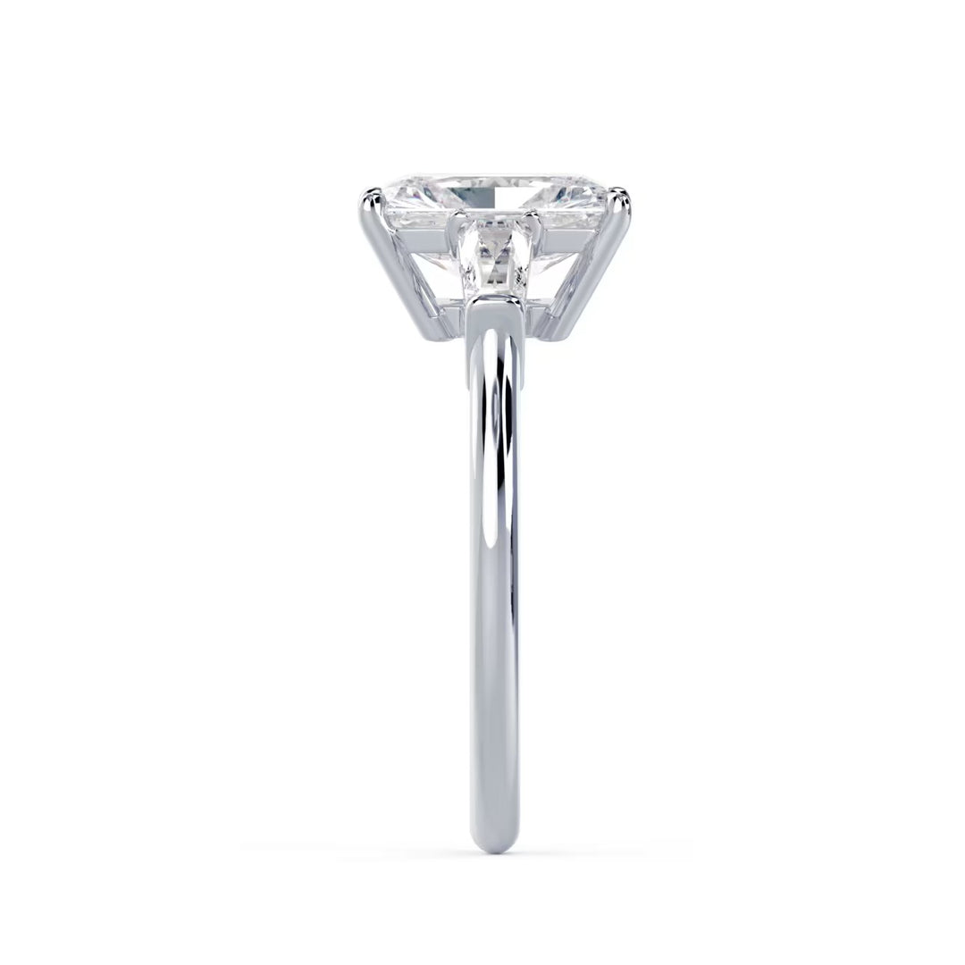 IGI certified radiant E VS2 lab diamond three stone ring