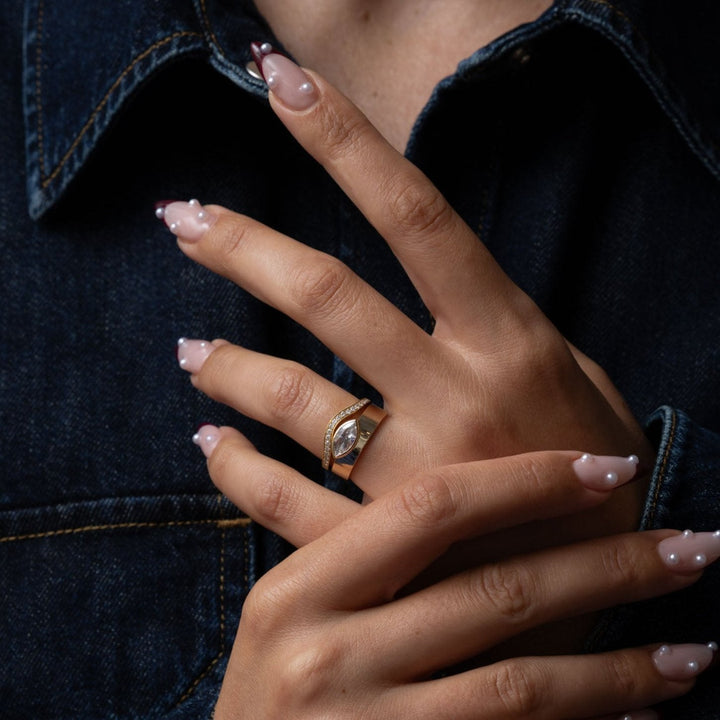 1.0CT East West Marquise Cut E/VS1 Lab Grown Diamond Monolith Engagement Ring