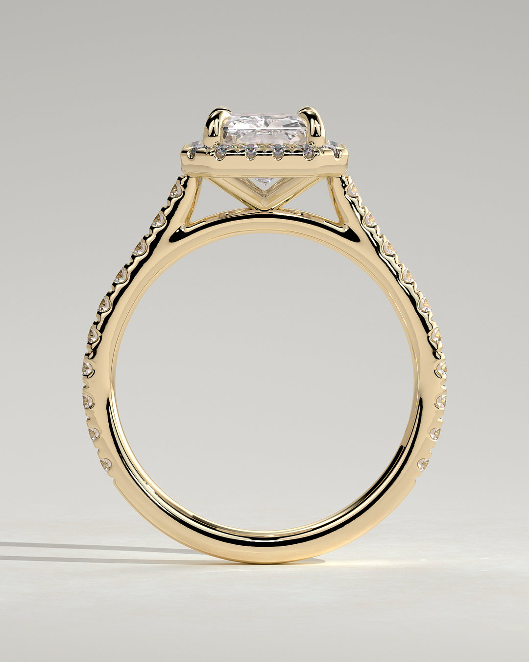 halo radiant diamond ring pave