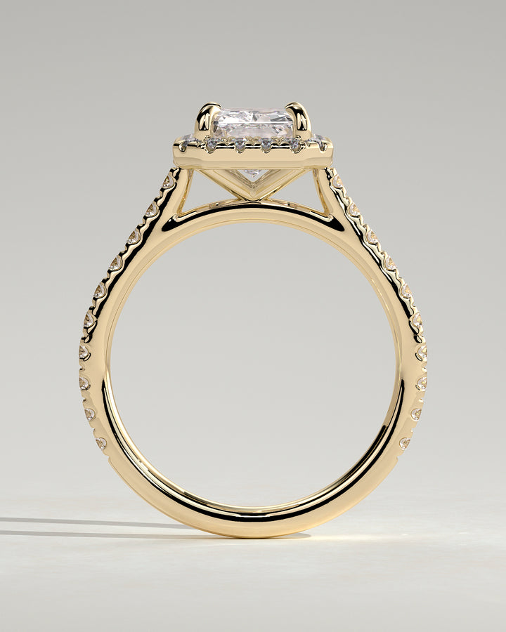 halo radiant diamond ring pave