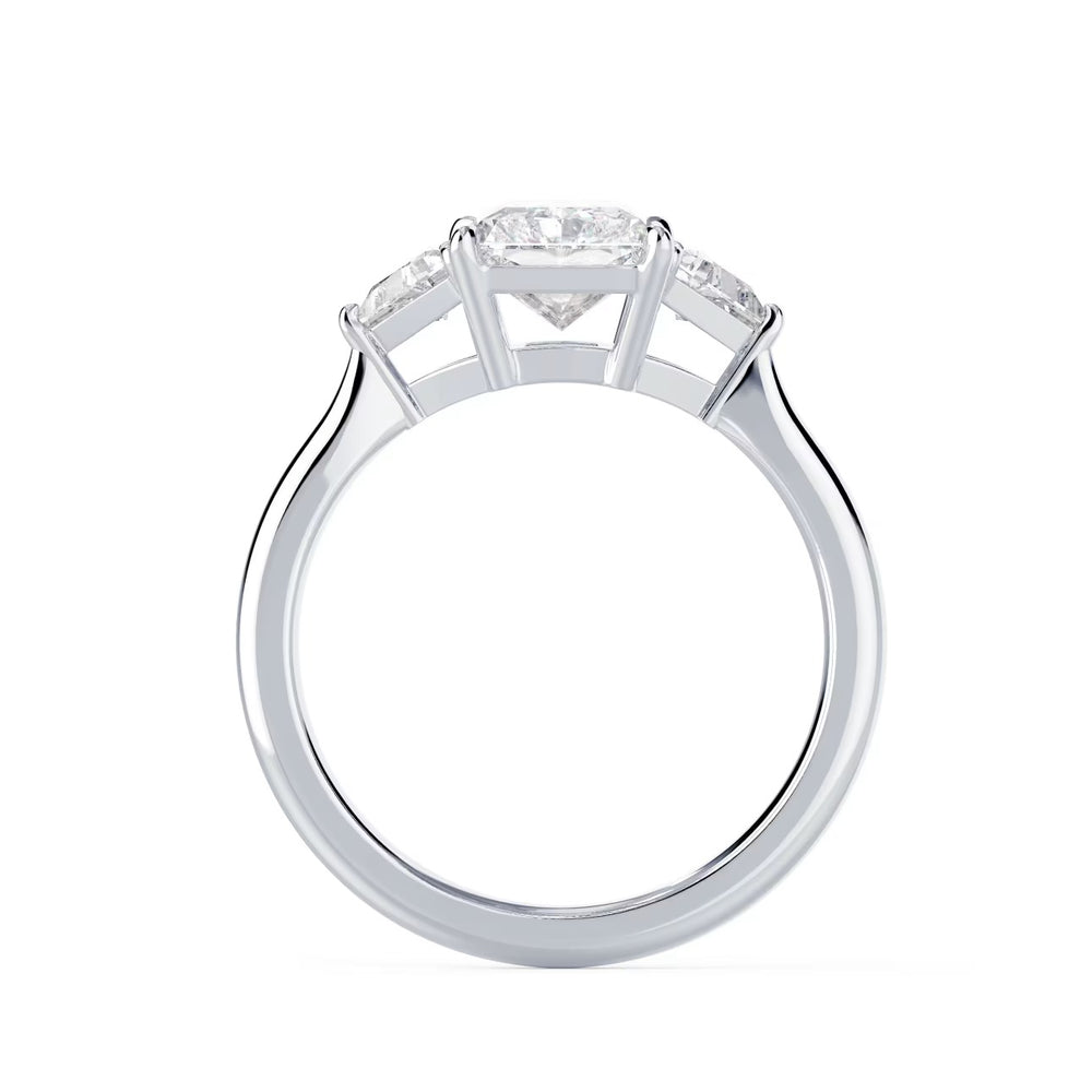 1.50ct radiant lab grown diamond three stone engagement ring E VS2