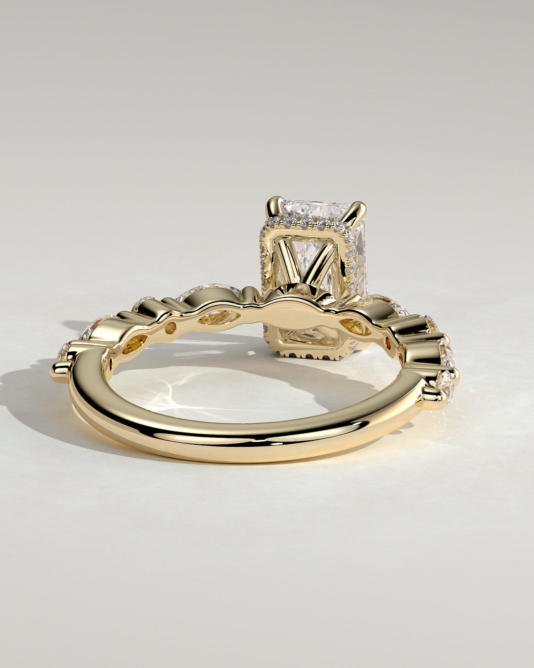 modern radiant engagement ring halo