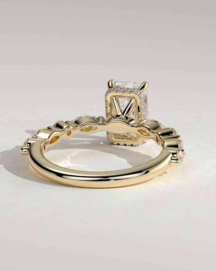 modern radiant engagement ring halo