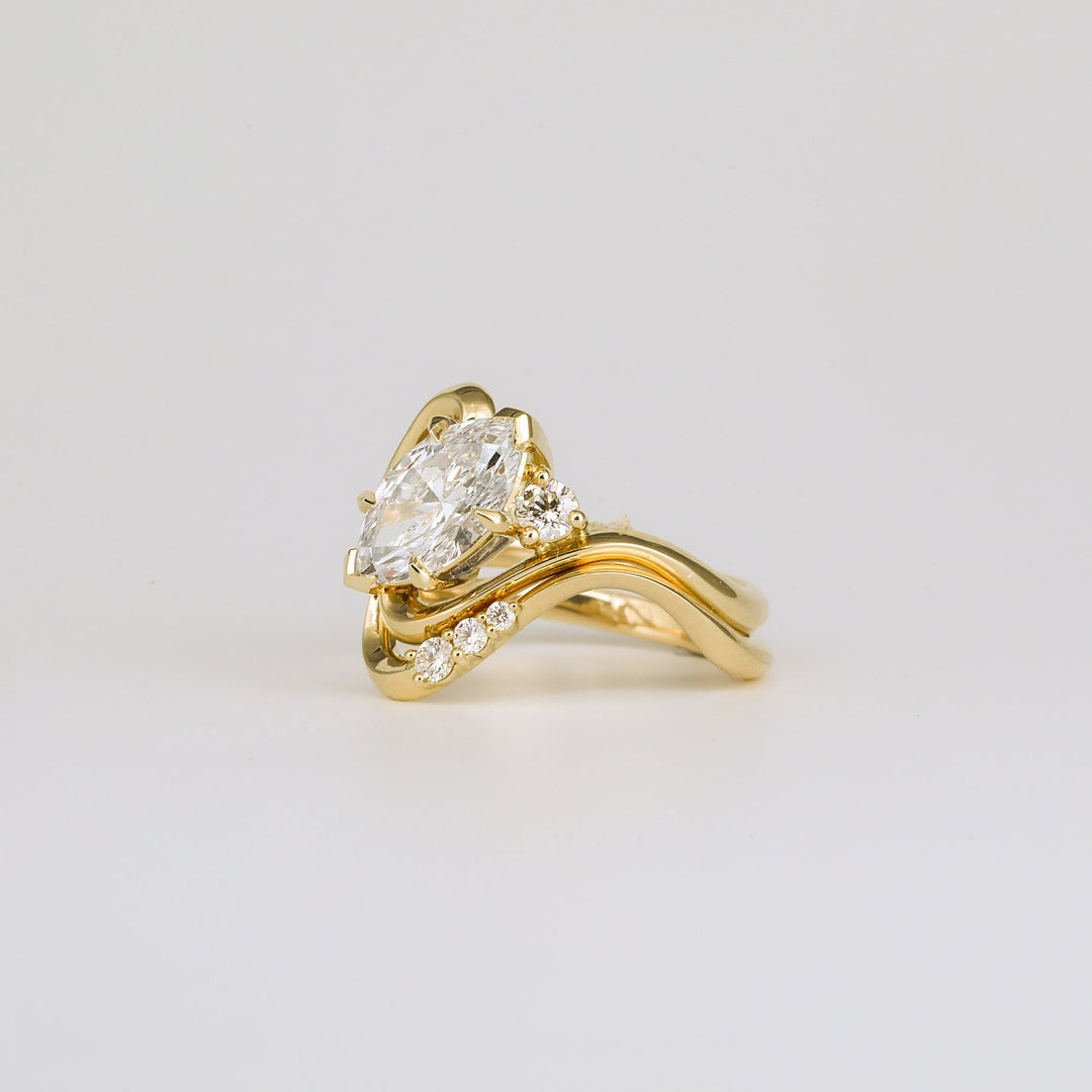 1.0CT-2.0CT Marquise Cut Lab Grown Diamond Unique Engagement Ring